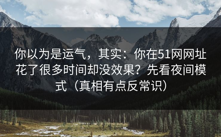 你以为是运气，其实：你在51网网址花了很多时间却没效果？先看夜间模式（真相有点反常识）