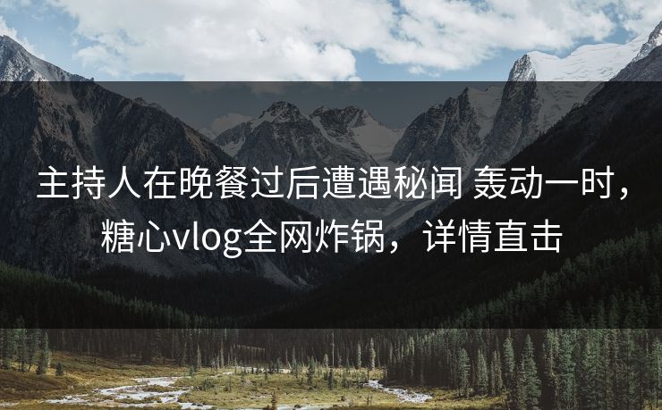 主持人在晚餐过后遭遇秘闻 轰动一时，糖心vlog全网炸锅，详情直击