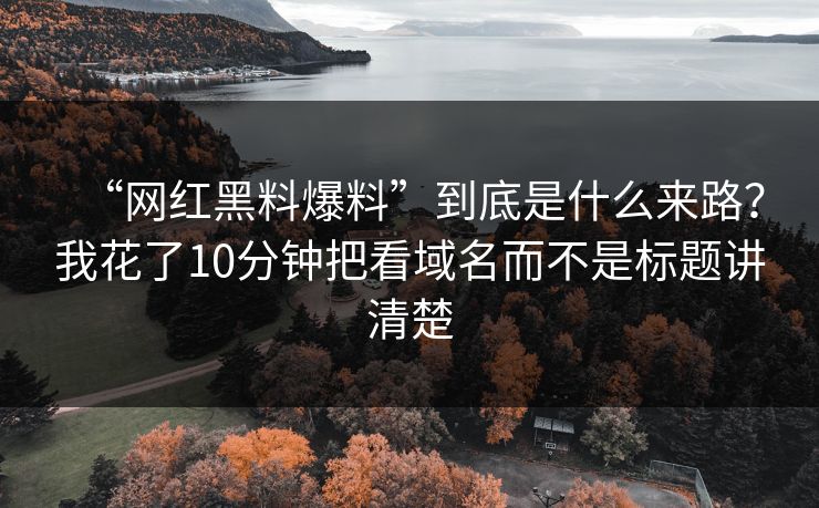 “网红黑料爆料”到底是什么来路？我花了10分钟把看域名而不是标题讲清楚
